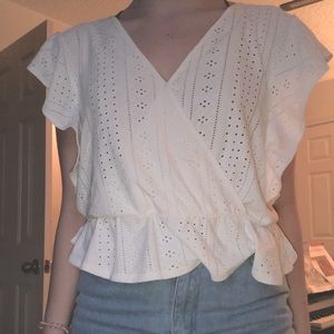 white loose cottagecore top